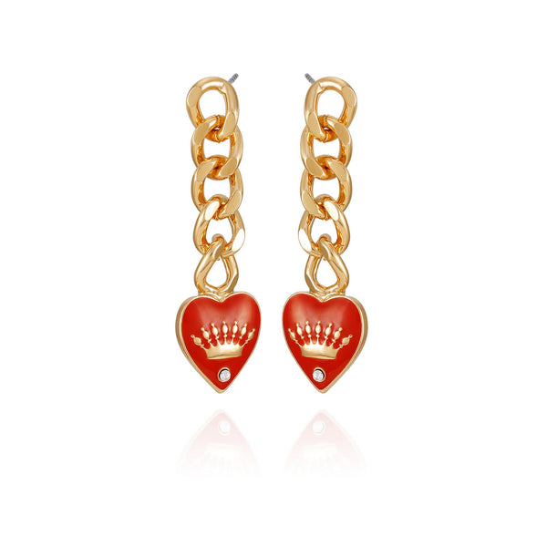 Linear Chain Dangle Heart Drop Earrings - Juicy Couture