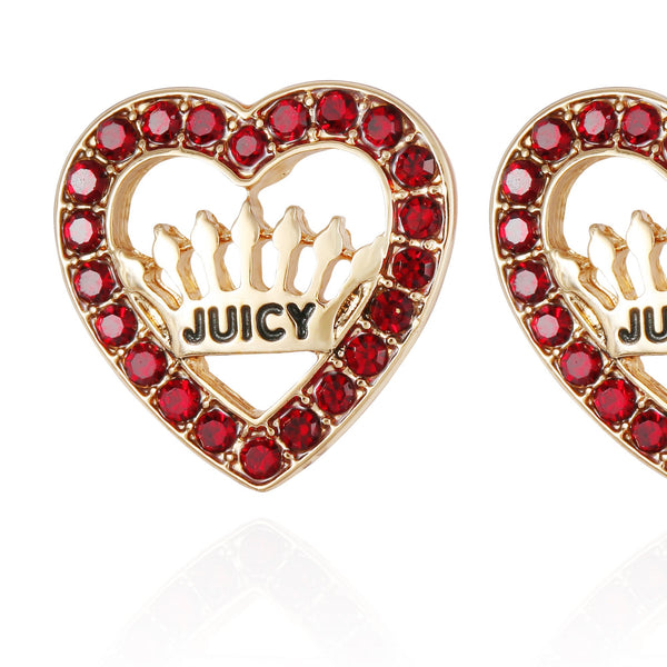 Heart Button Earrings in Red glass stone - Juicy Couture