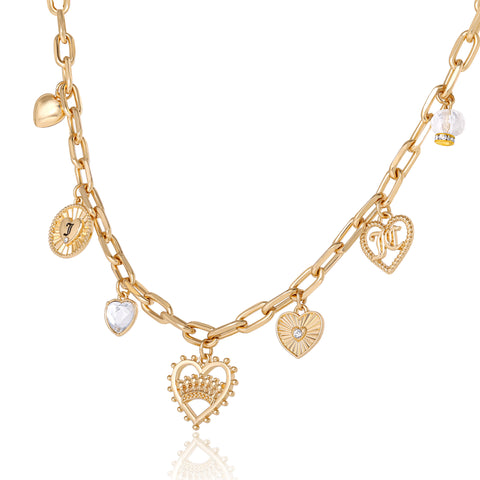 Heart Juicy Logo Charm Necklace - Goldtone - Juicy Couture