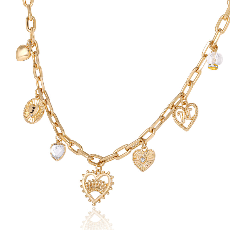 Heart Juicy Logo Charm Necklace - Goldtone - Juicy Couture