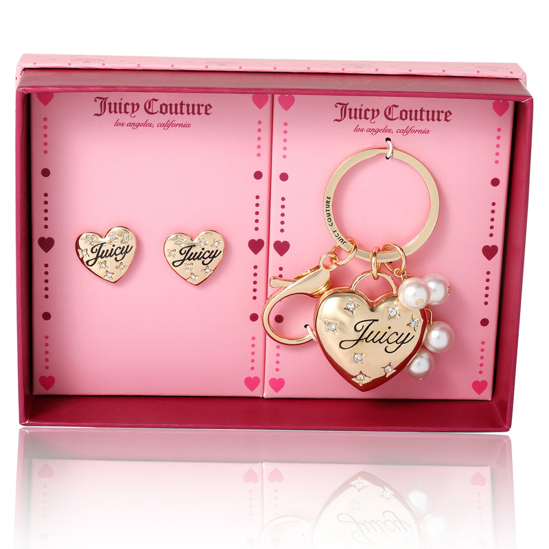 Gold-Tone Heart Keychain & Earring Set - Juicy Couture