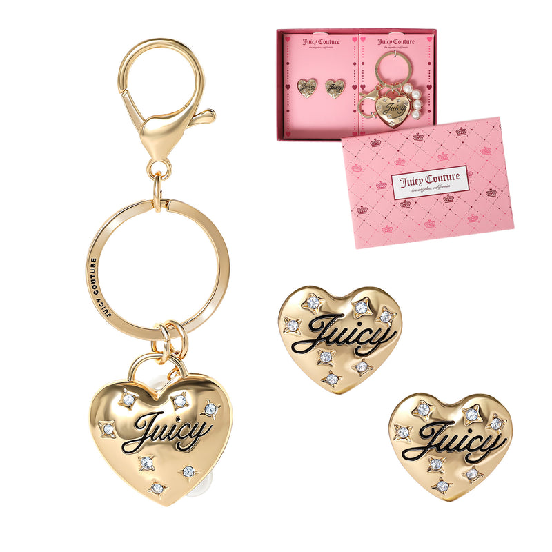 Gold-Tone Heart Keychain & Earring Set - Juicy Couture