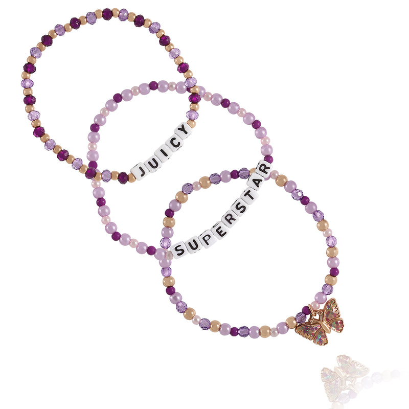 Kids Choose Juicy Superstar 3 Piece Stretch Beaded Bracelet Set
