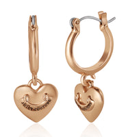 Goldtone Heart Charm Hoop Earrings - Juicy Couture