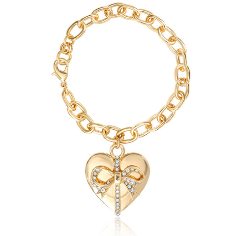 Heart Bow Drop Bracelet - Goldtone - Juicy Couture