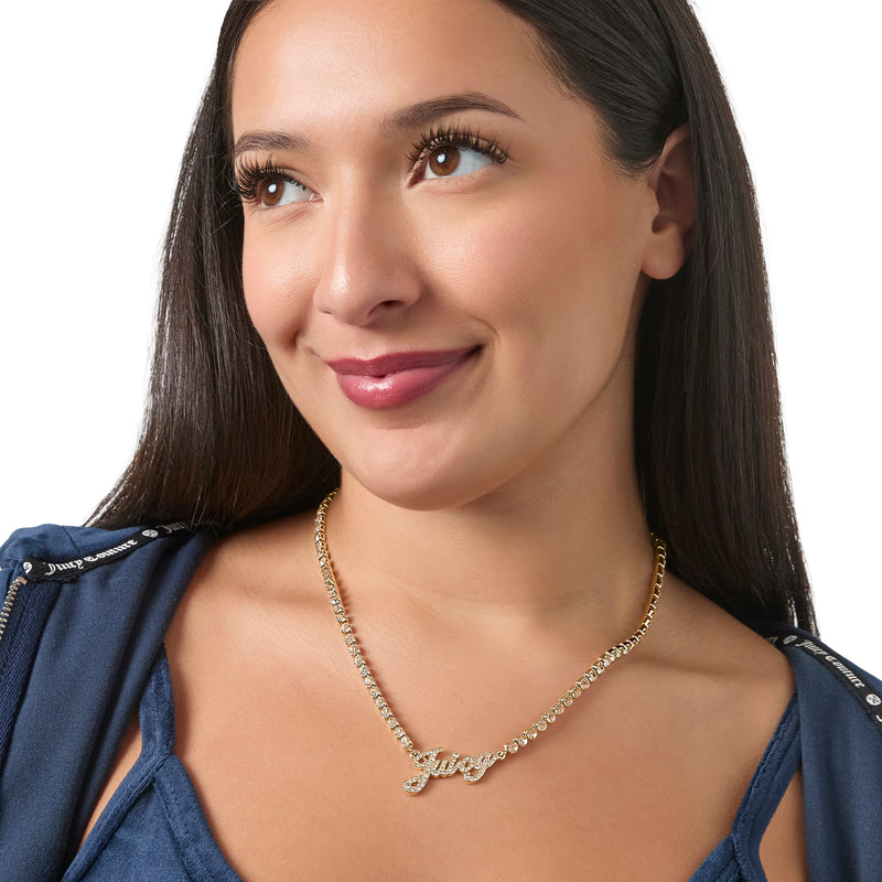 Script Logo Chain Necklace - Goldtone - Juicy Couture