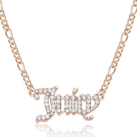 Juicy Script Crystal Chain Necklace