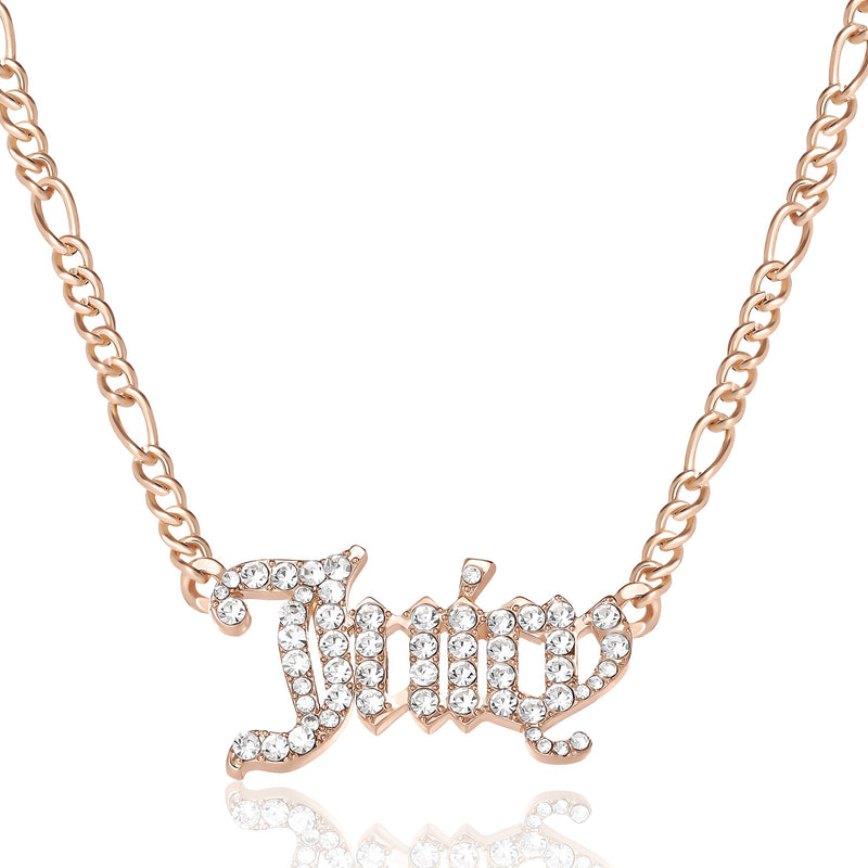 Juicy Script Crystal Chain Necklace - Goldtone - Juicy Couture