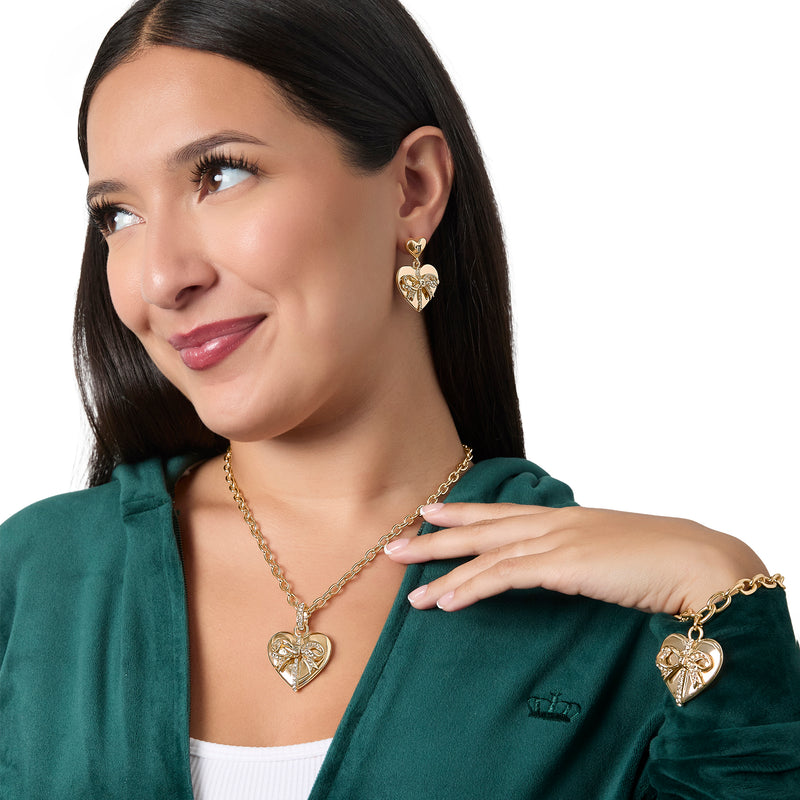 Heart Bow Drop Bracelet - Goldtone - Juicy Couture