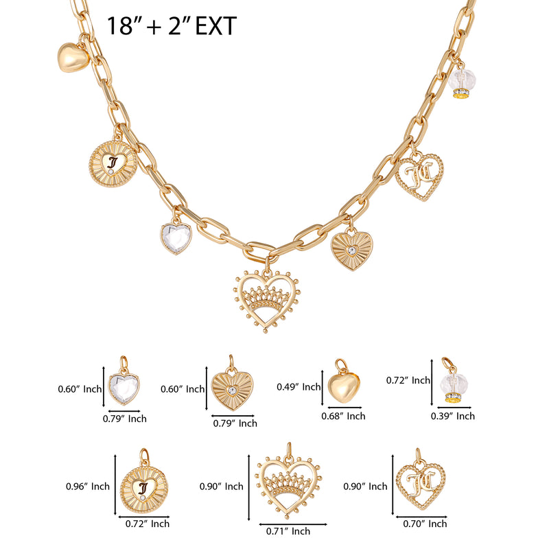 Heart Juicy Logo Charm Necklace - Goldtone - Juicy Couture