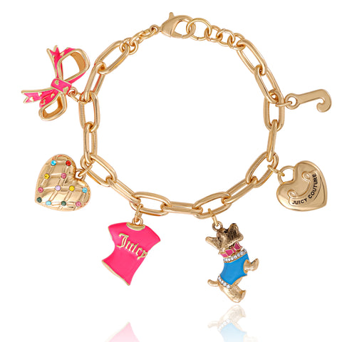 Pink and Gold Charm Bracelet - Goldtone - Juicy Couture