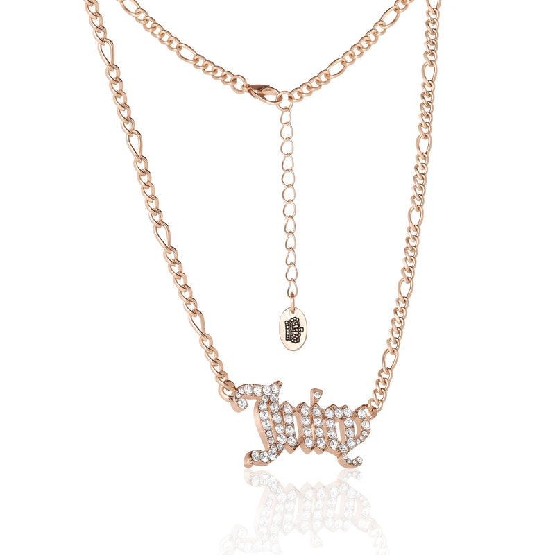 Juicy Script Crystal Chain Necklace - Goldtone - Juicy Couture