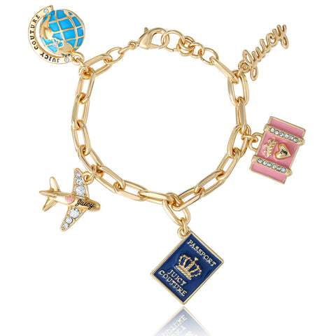 Travel Icons Charm Bracelet - Goldtone - Juicy Couture