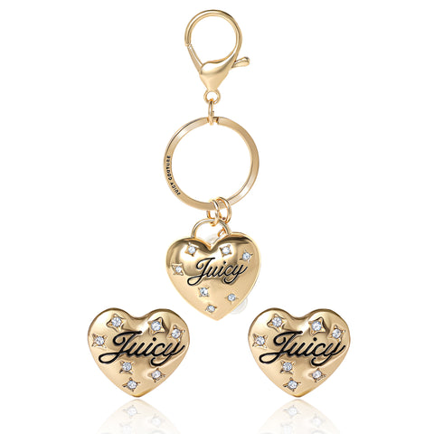 Gold-Tone Heart Keychain & Earring Set - Juicy Couture