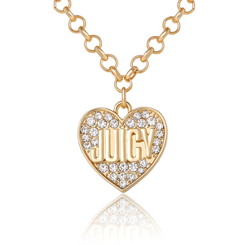 Heart Script Logo Necklace - Goldtone - Juicy Couture