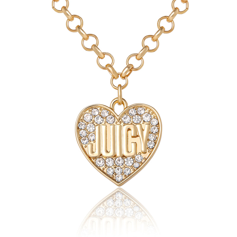 Heart Script Logo Necklace - Goldtone - Juicy Couture