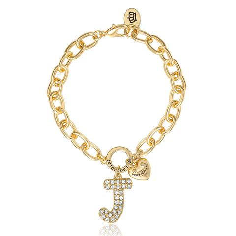 Pavé Initial Charm Bracelet, Letter J - Goldtone - Juicy Couture