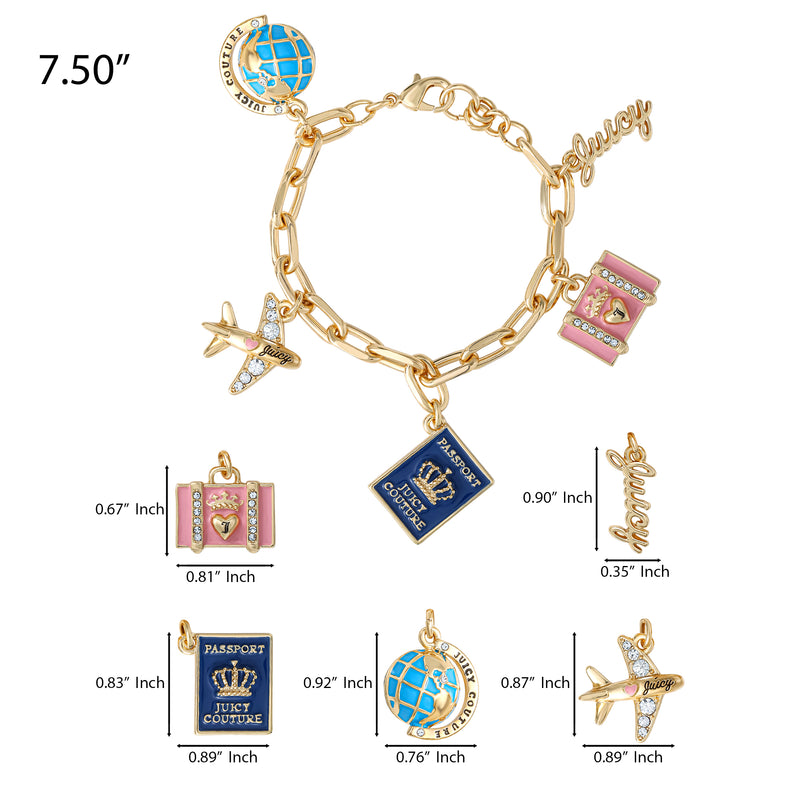 Travel Icons Charm Bracelet - Goldtone - Juicy Couture