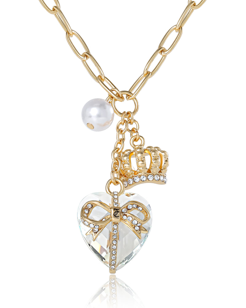 Double Chain Heart Charm Bracelet - Goldtone - Juicy Couture