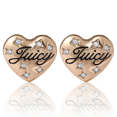 Juicy Crystal-Embellished Heart Stud Earrings