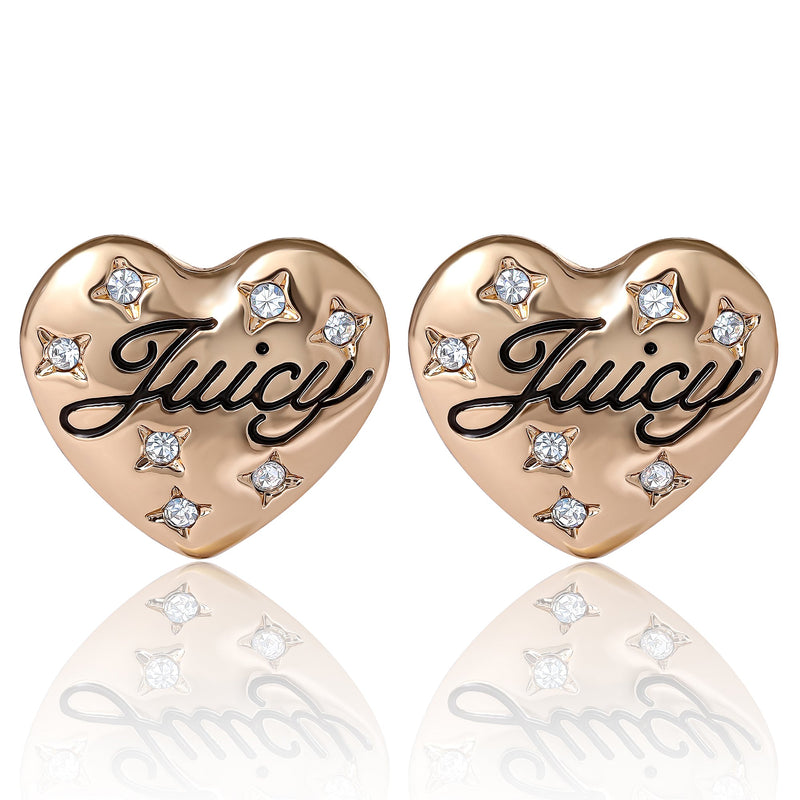 Juicy Crystal-Embellished Heart Stud Earrings