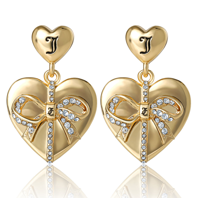 Quilted Double‑Heart Drop Earrings