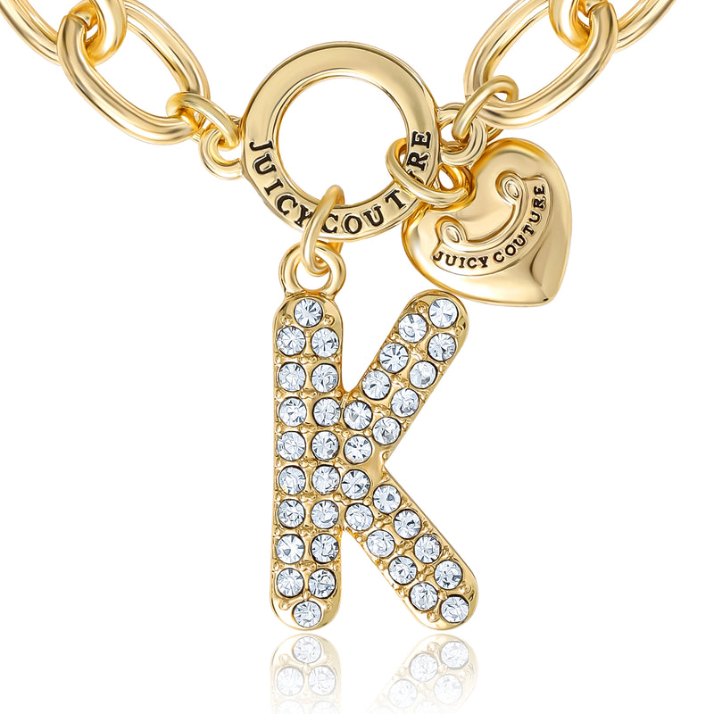 Pavé Initial Charm Bracelet, Letter K - Goldtone - Juicy Couture