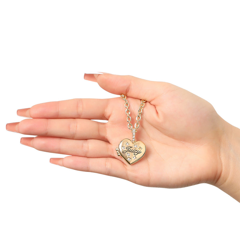 Crystal Heart Locket Pendant Necklace