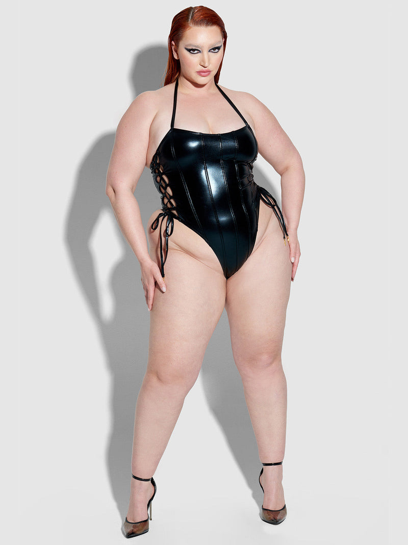 Frederick's Of Hollywood Onyx Corset Swim One Piece