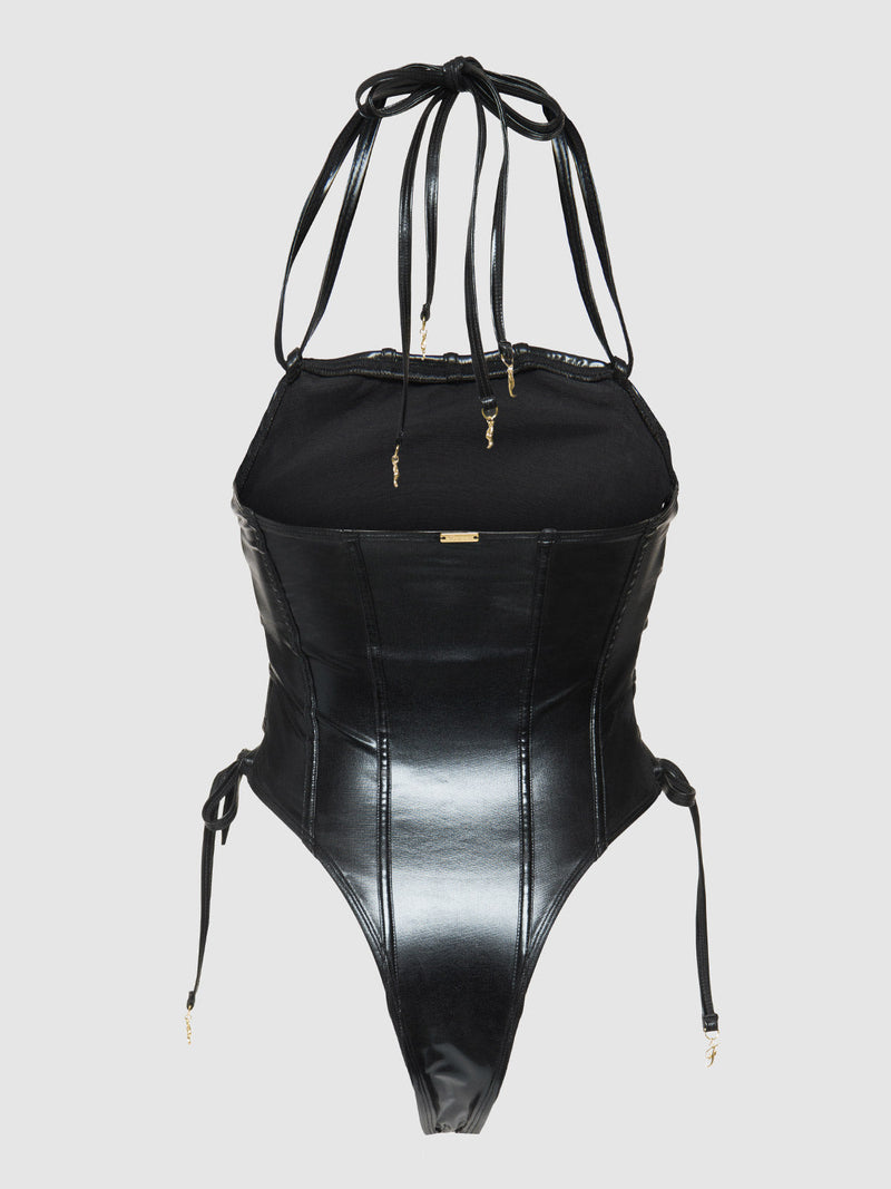 Frederick's Of Hollywood Onyx Corset Swim One Piece