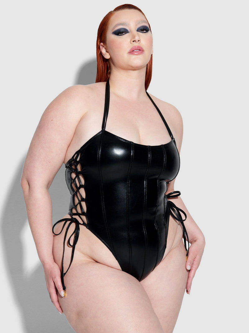 Frederick's Of Hollywood Onyx Corset Swim One Piece