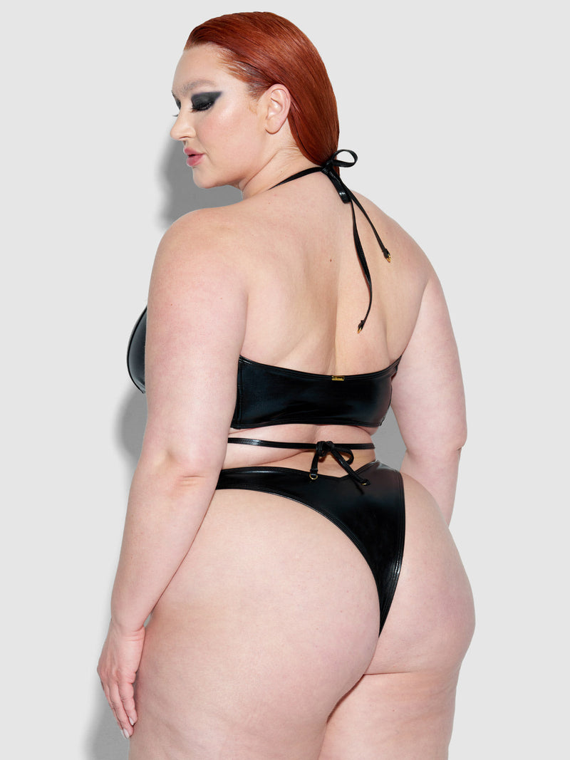 Frederick's Of Hollywood Onyx Corset Bandeau Swim Top