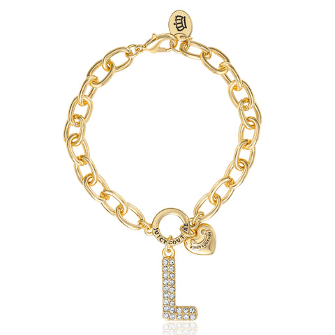 Pavé Initial Charm Bracelet, Letter L - Goldtone - Juicy Couture
