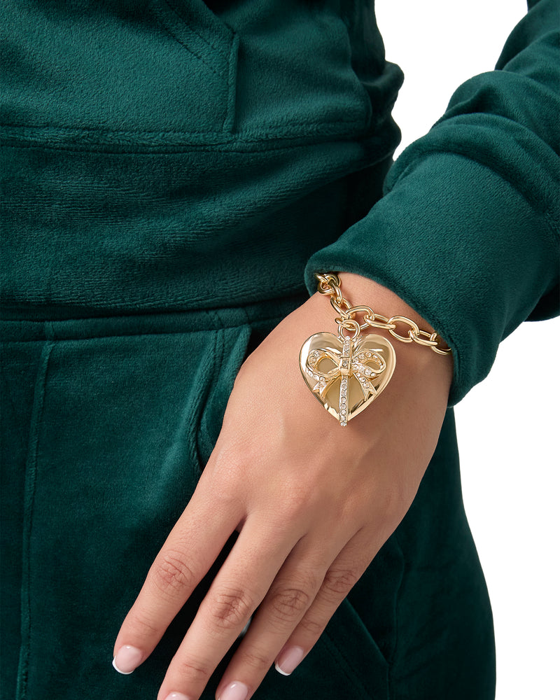 Heart Bow Drop Bracelet - Goldtone - Juicy Couture