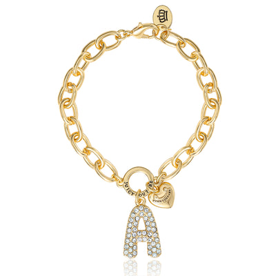 Pavé Initial Charm Bracelet, Letter A - Goldtone - Juicy Couture