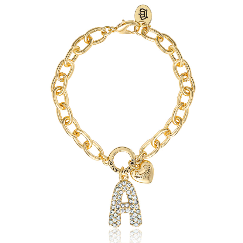 Pavé Initial Charm Bracelet, Letter A - Goldtone - Juicy Couture