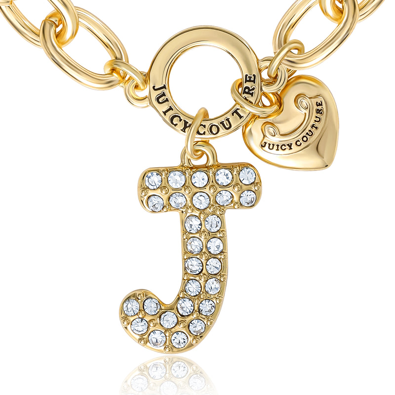 Pavé Initial Charm Bracelet, Letter J - Goldtone - Juicy Couture