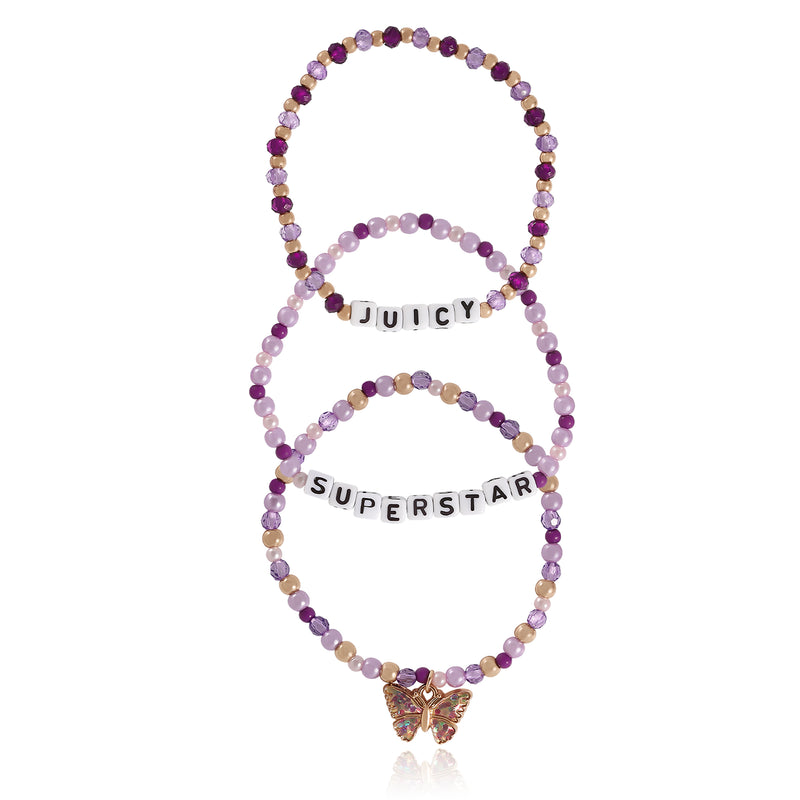 Kids Choose Juicy Superstar 3 Piece Stretch Beaded Bracelet Set
