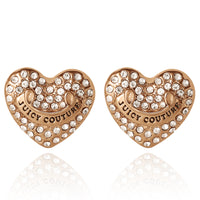 Goldtone Heart Stud Earrings with Crystal Accents - Juicy Couture