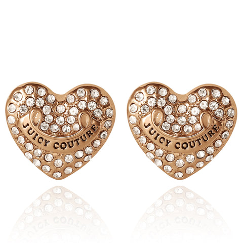 Heart Stud Earrings with Crystal Accents