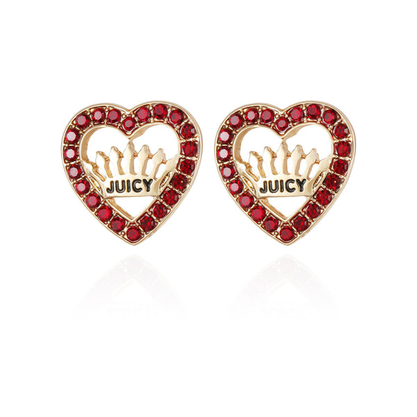 Heart Button Earrings in Red glass stone - Juicy Couture