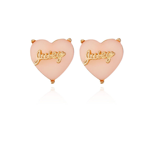 Heart Button Earrings in Pink - Juicy Couture