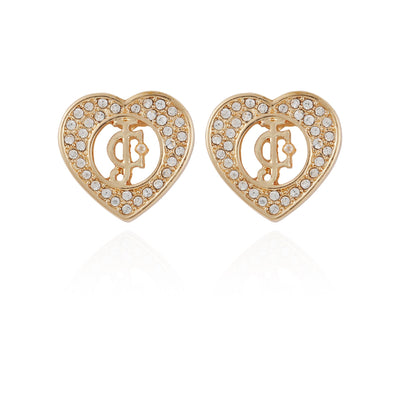 Monogram Heart Stud Earrings 