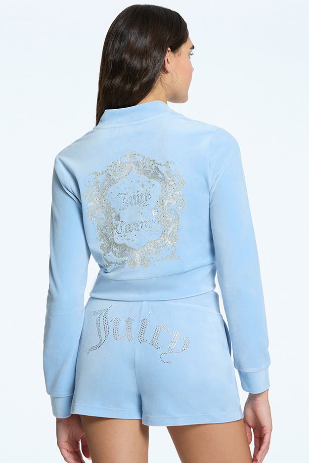 Monogram Cropped Velour Bomber Jacket - Juicy Couture