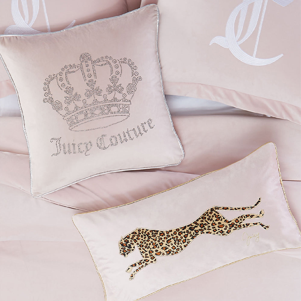 Juicy Couture Gothic Rhinestone Crown Pillow 20 x 20 - Grey