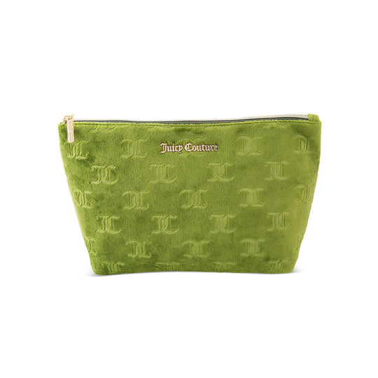 Juicy Couture Makeup Bag Velour Neon Green Logo Travel Cosmetic Bag NWT