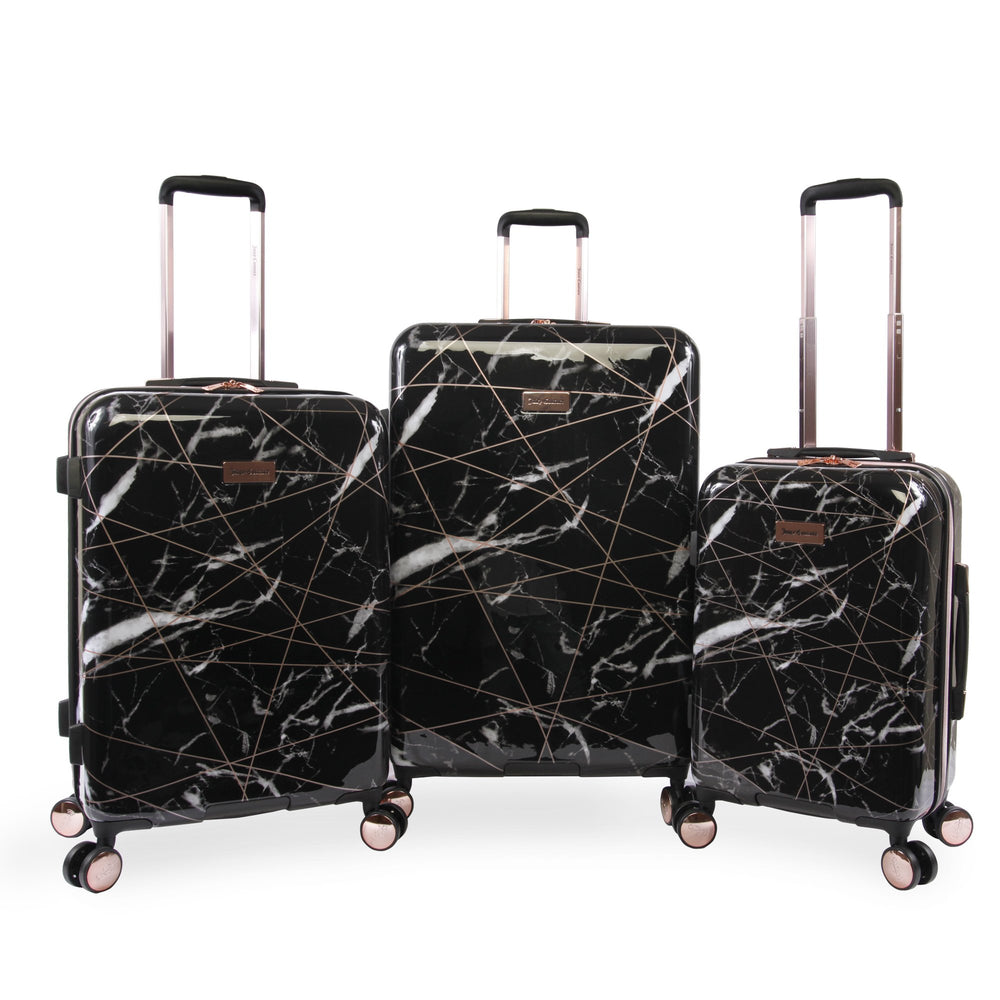 Black Marble Web 3-Piece Hardside Spinner Luggage Set#color_black-marble-web