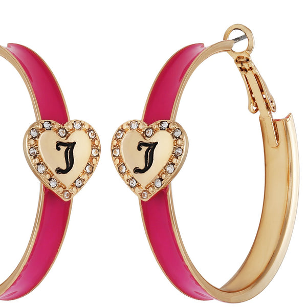 Monogram Heart Hoop Earrings - Juicy Couture