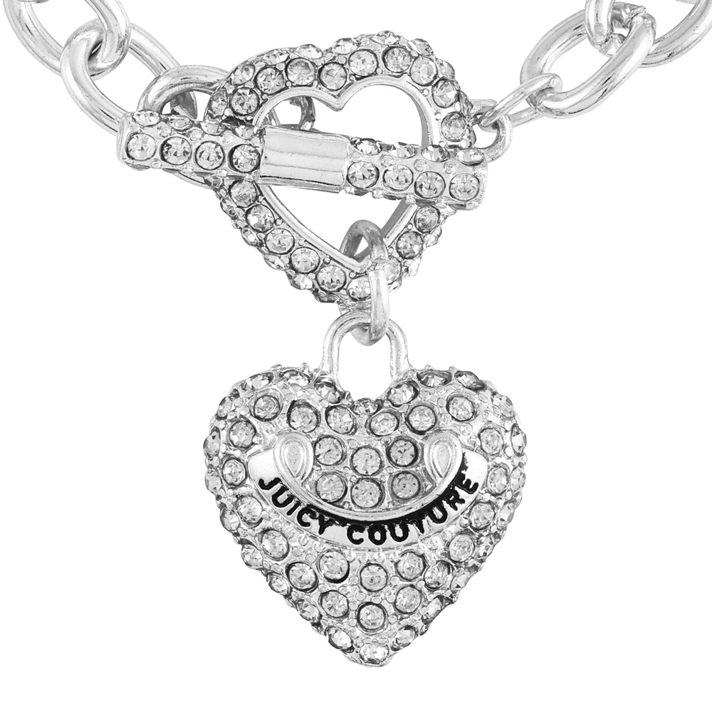 Juicy Couture silver Charm bracelet with Spell Out and Black Ribbon With  Chain 