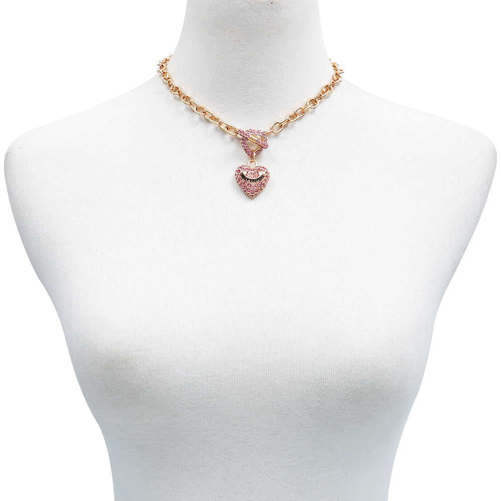 Bling Heart Pendant Charm Necklace